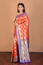 Load image into Gallery viewer, Red Blended Uppada Silk Saree with Blouse Piece - Keya Seth Exclusive
