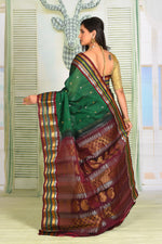 Load image into Gallery viewer, Deep Green Pure Gadwal Saree - Keya Seth Exclusive
