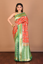 Load image into Gallery viewer, Red and Green Half and Half Uppada Silk Saree with Blouse Piece - Keya Seth Exclusive
