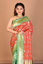 Load image into Gallery viewer, Red and Green Half and Half Uppada Silk Saree with Blouse Piece - Keya Seth Exclusive
