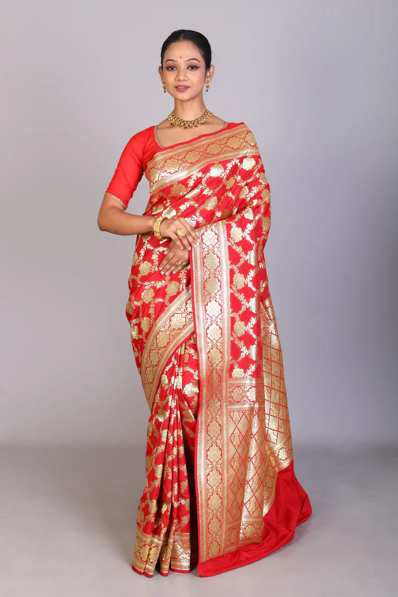 Red Blended Banarasi Saree - Keya Seth Exclusive