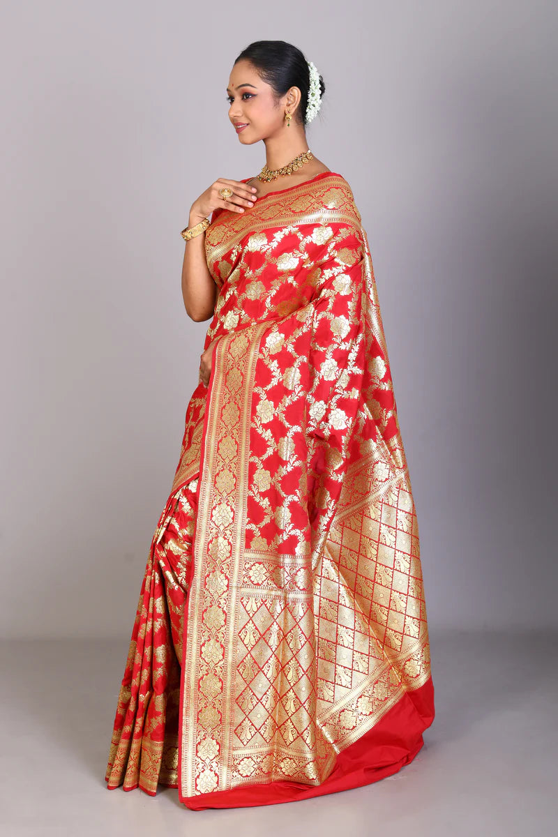 Red Blended Banarasi Saree - Keya Seth Exclusive