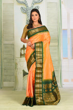 Load image into Gallery viewer, Dual Tone Orange Pure Gadwal Saree - Keya Seth Exclusive