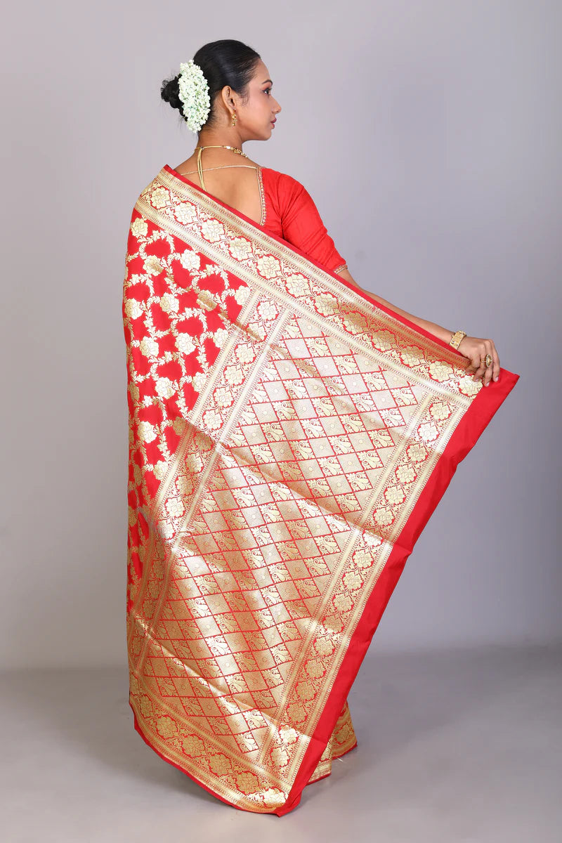 Red Blended Banarasi Saree - Keya Seth Exclusive