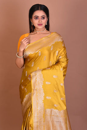 Yellow Blended Mashru Silk Saree - Keya Seth Exclusive