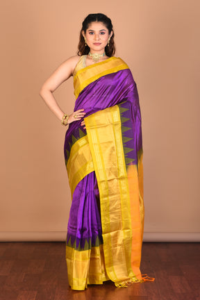 Violet Pure Katan Silk Saree with Blouse Piece - Keya Seth Exclusive