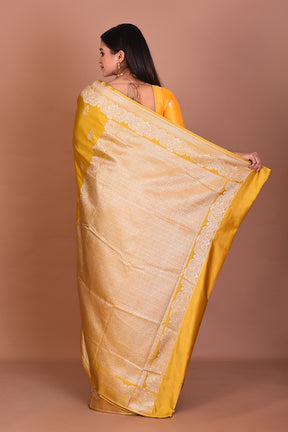 Yellow Blended Mashru Silk Saree - Keya Seth Exclusive