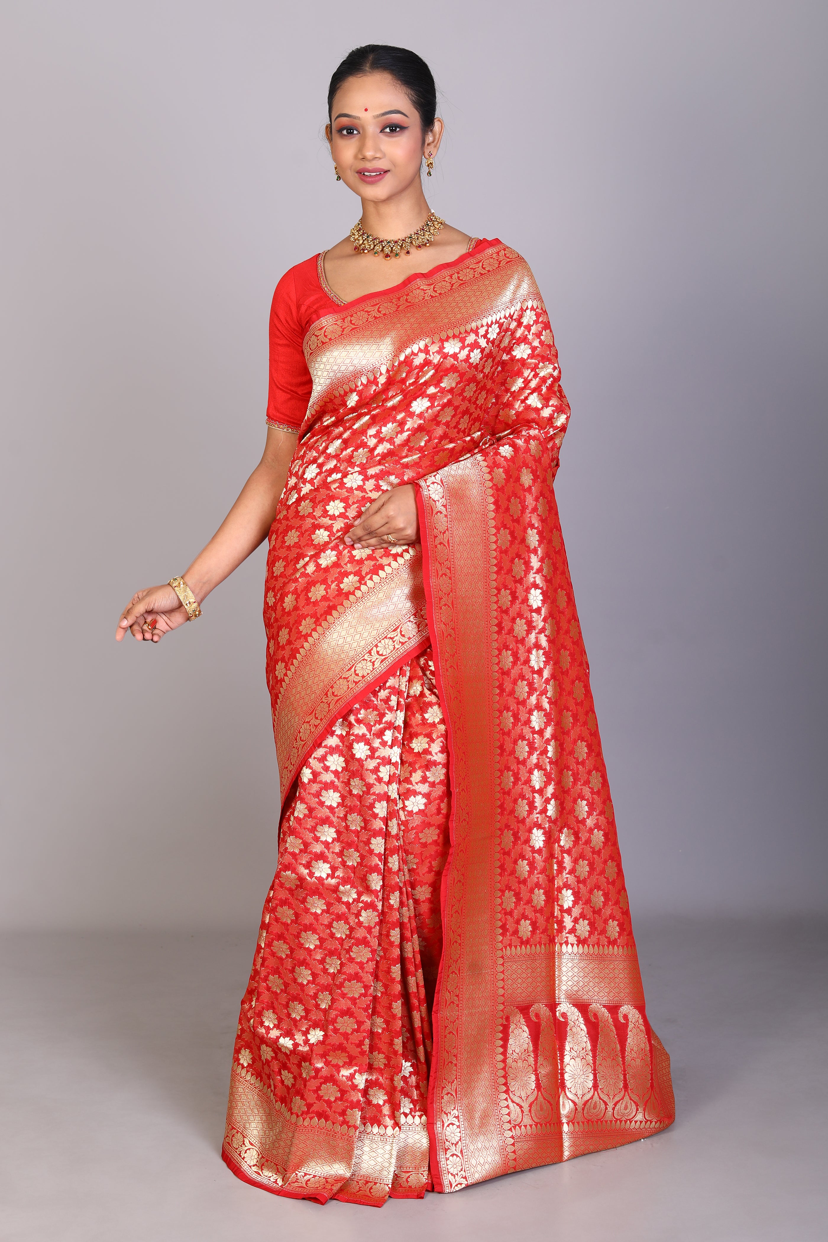 Red Blended Banarasi Saree - Keya Seth Exclusive