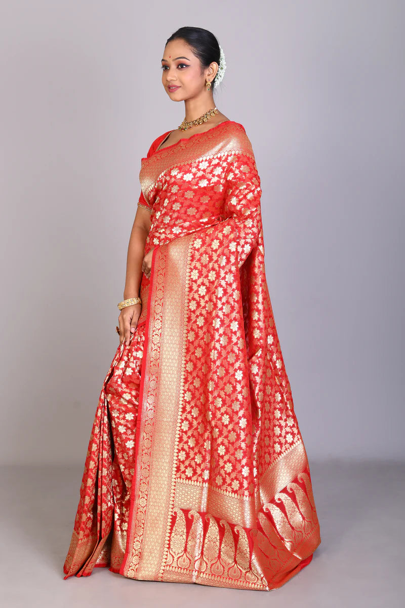 Red Blended Banarasi Saree - Keya Seth Exclusive