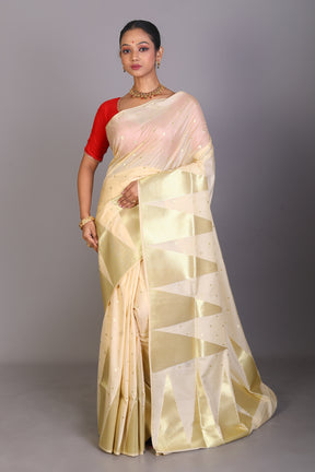 White Blended Silk Saree - Keya Seth Exclusive
