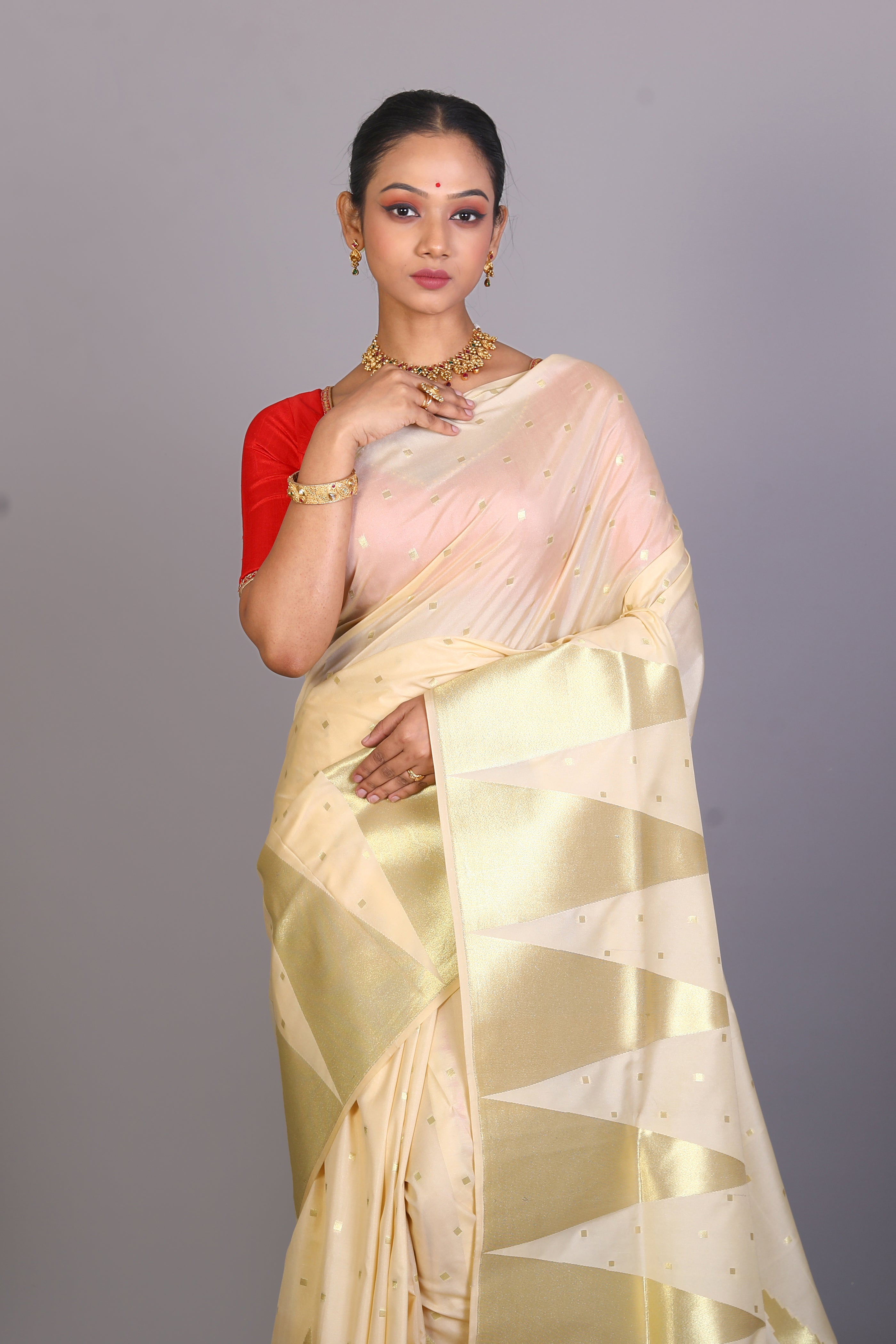 White Blended Silk Saree - Keya Seth Exclusive