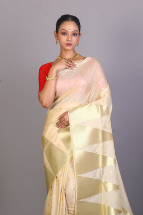 White Blended Silk Saree - Keya Seth Exclusive