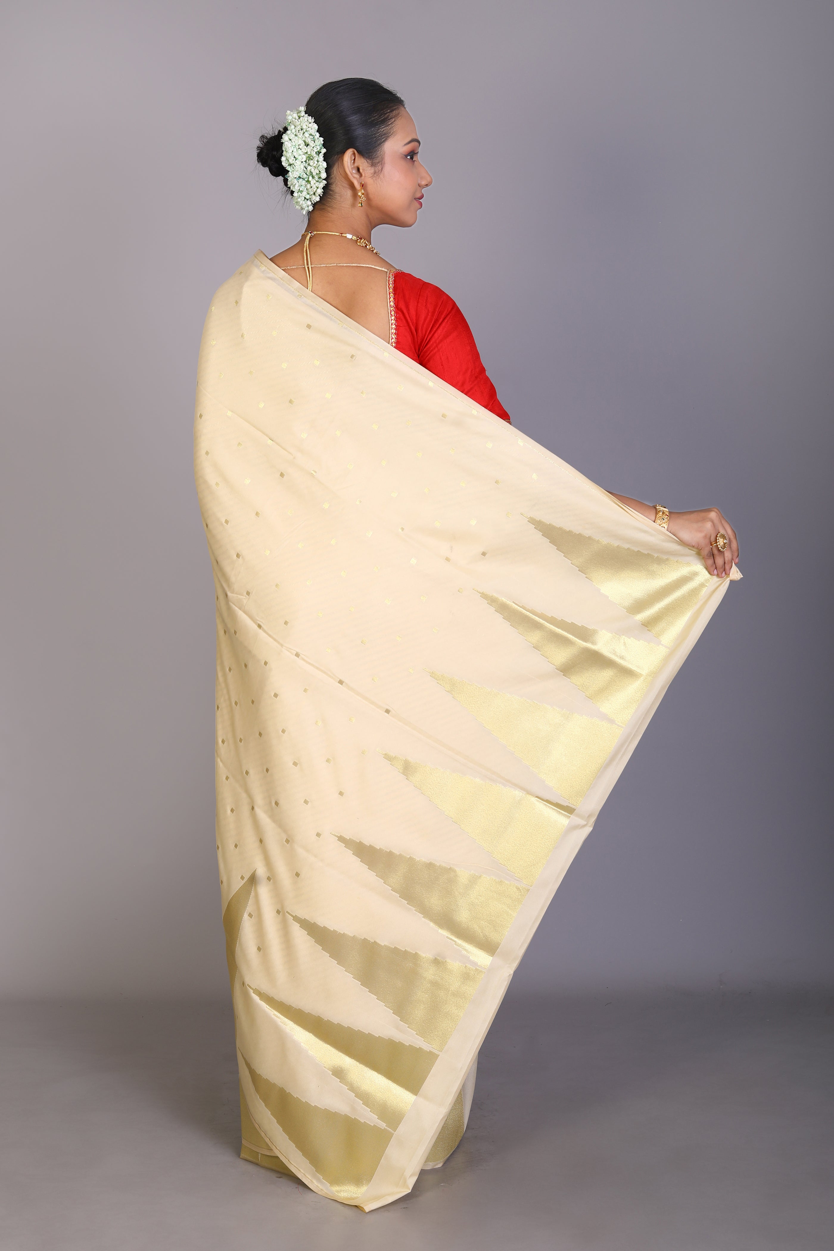 White Blended Silk Saree - Keya Seth Exclusive