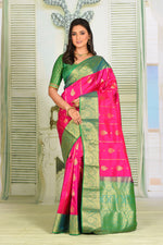 Load image into Gallery viewer, Bright Pink Pure Kanjivaram Silk Saree - Keya Seth Exclusive