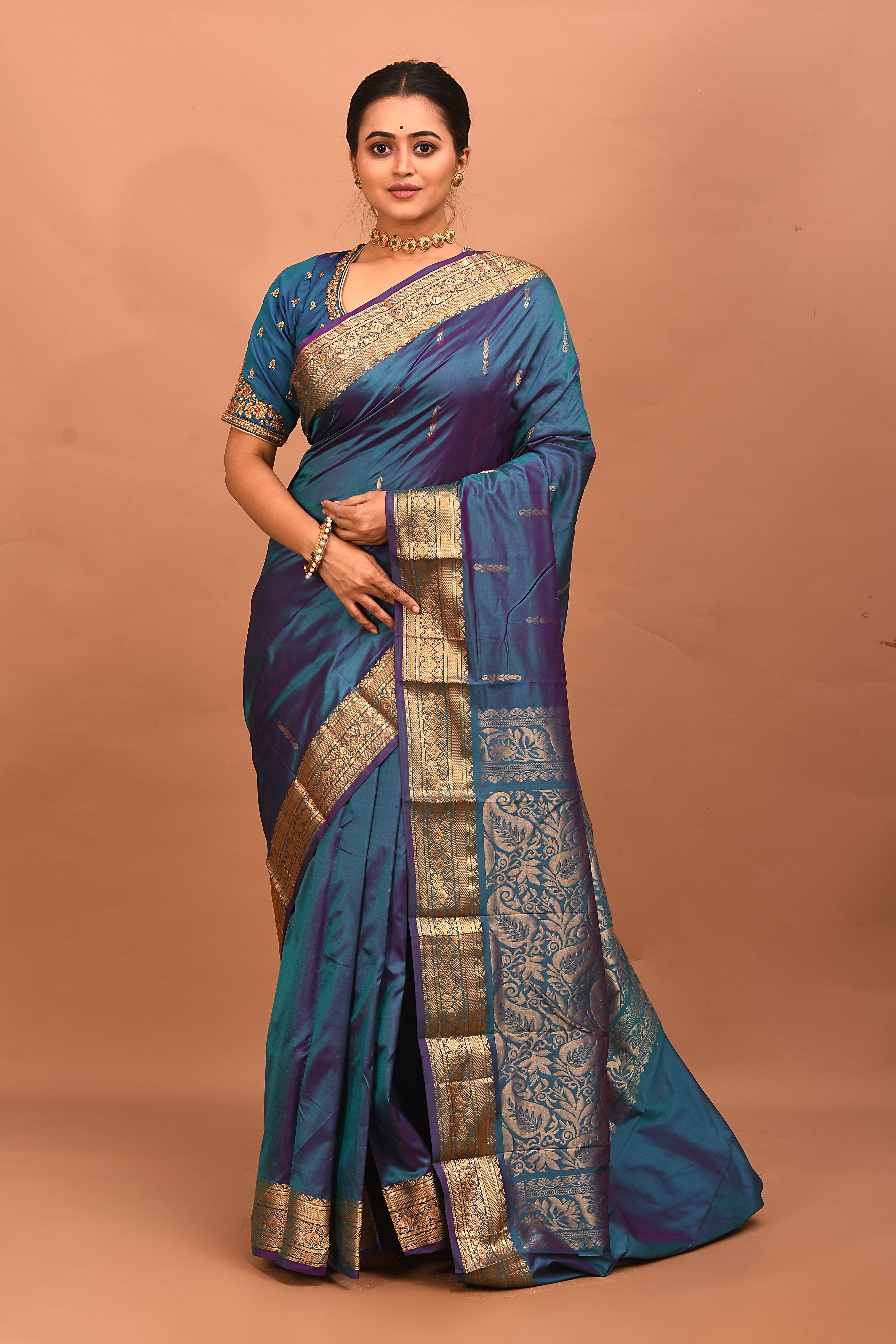 Blue Pure Kanjivaram Silk Saree - Keya Seth Exclusive
