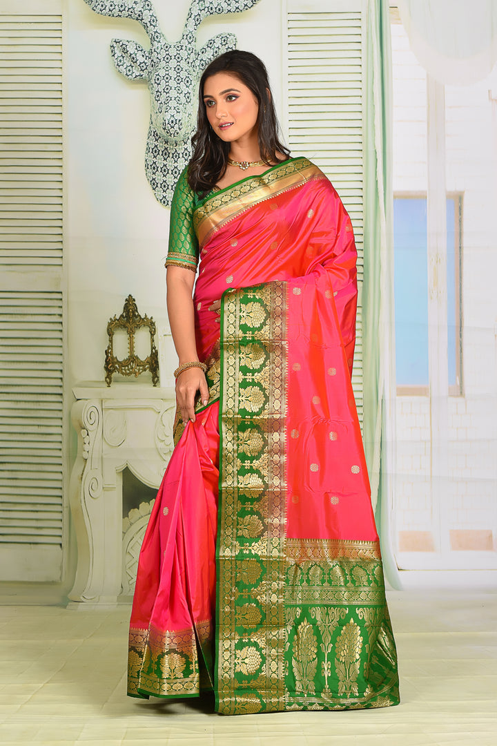 Deep Pink Pure Kanjivaram Silk Saree - Keya Seth Exclusive