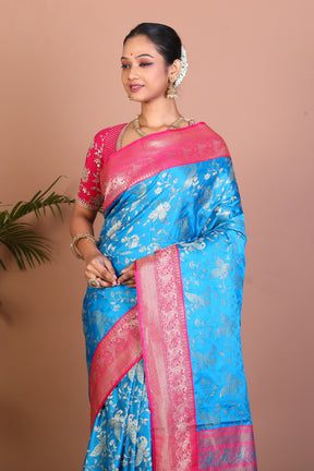 Blue Blended Dola Silk Saree - Keya Seth Exclusive