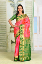 Load image into Gallery viewer, Peachy Pink Pure Kanjivaram Silk Saree - Keya Seth Exclusive