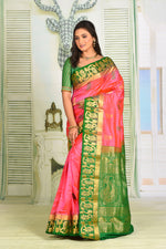 Load image into Gallery viewer, Peachy Pink Pure Kanjivaram Silk Saree - Keya Seth Exclusive