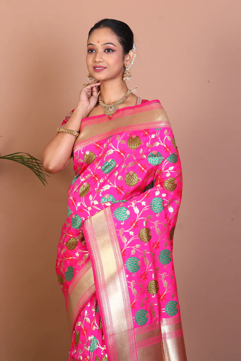 Rani Semi Katan Saree - Keya Seth Exclusive