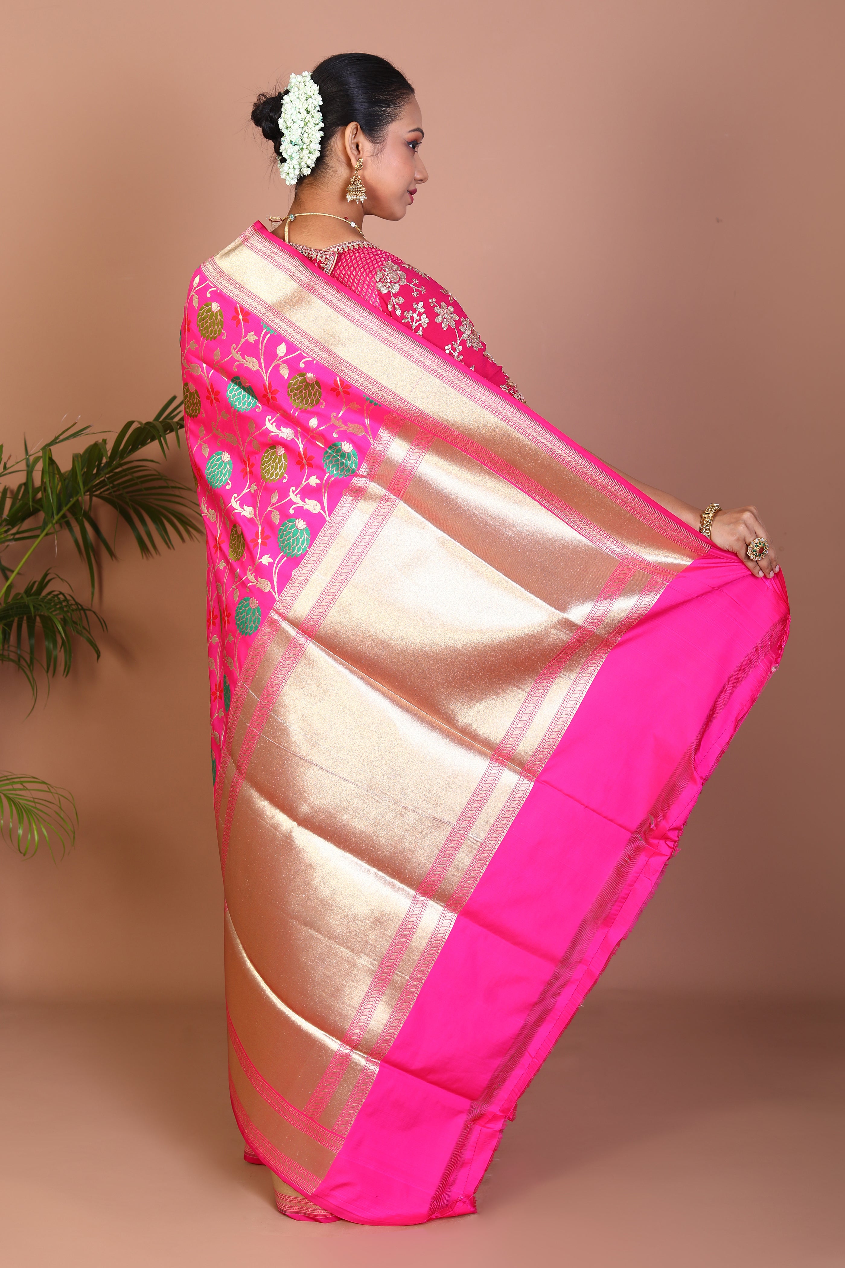 Rani Semi Katan Saree - Keya Seth Exclusive