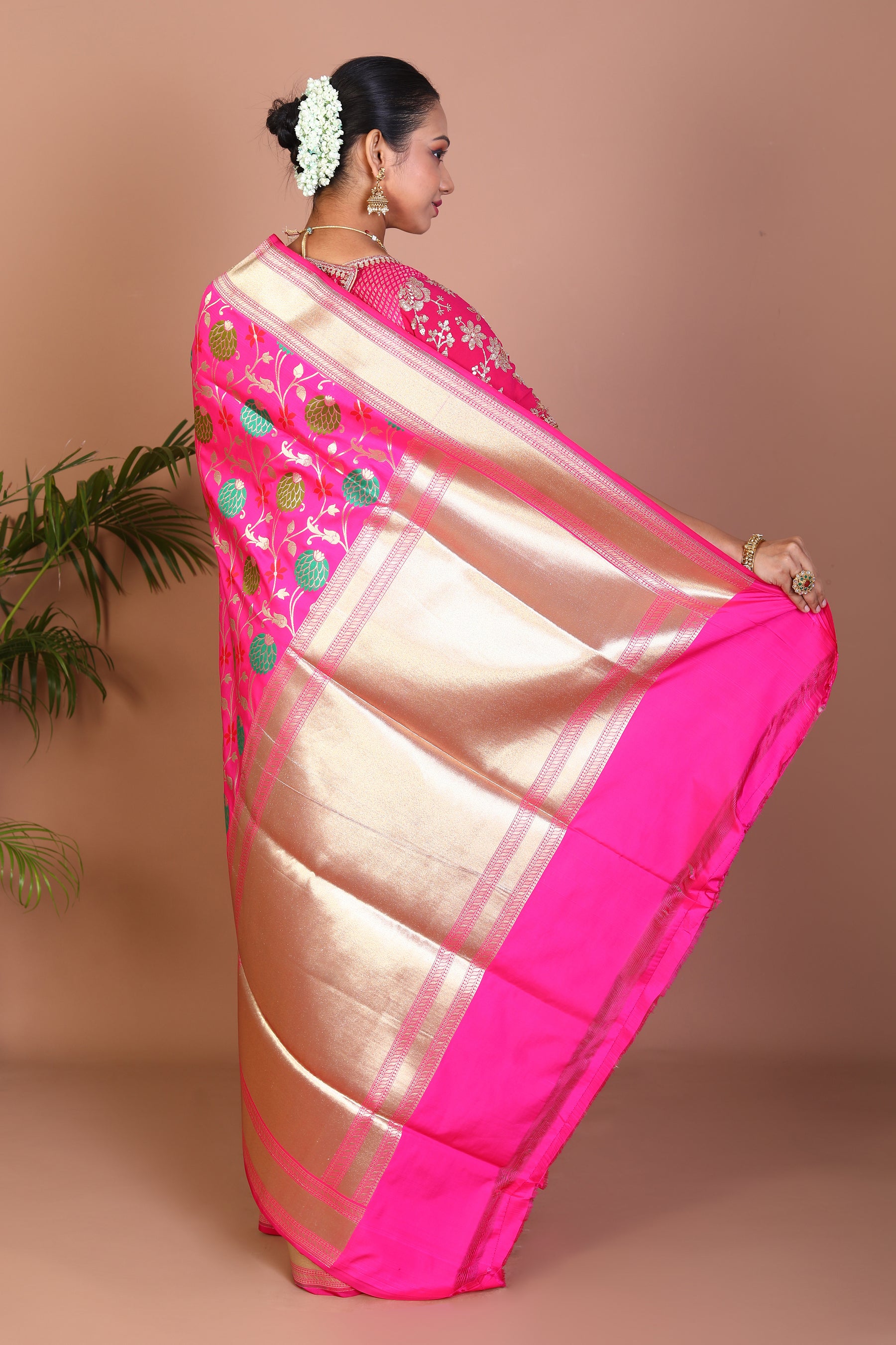 Rani Semi Katan Saree - Keya Seth Exclusive
