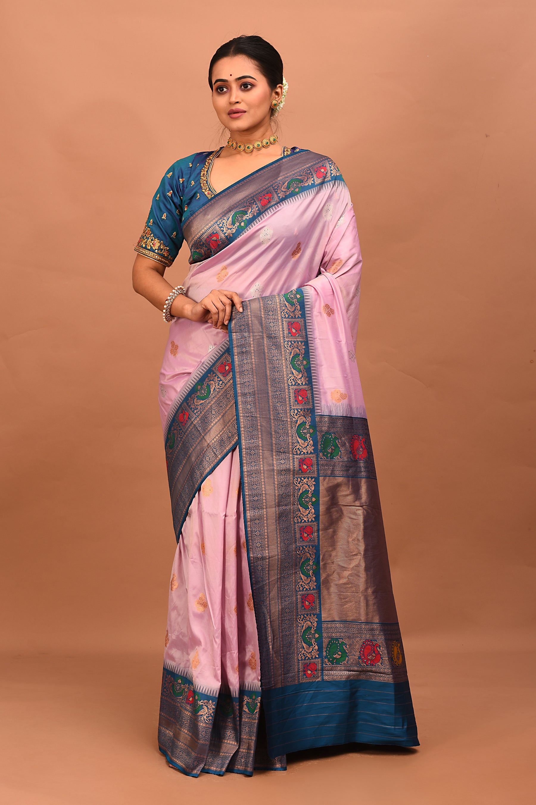 Mauve Blended Tissue Saree - Keya Seth Exclusive
