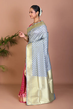 Grey & Rani Half & Half Blended Uppada Saree - Keya Seth Exclusive