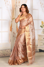 Load image into Gallery viewer, Peach Crushed Tissue Saree - Keya Seth Exclusive
