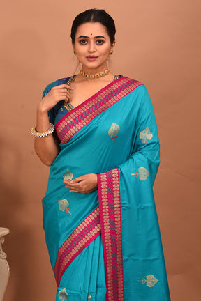 Sea Green Blended Silk Saree - Keya Seth Exclusive