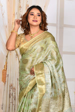 Load image into Gallery viewer, Sea Green Crushed Tissue Saree
