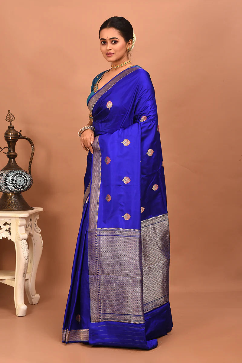 Royal Blue Pure Katan Silk Saree - Keya Seth Exclusive