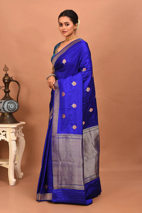 Royal Blue Pure Katan Silk Saree - Keya Seth Exclusive