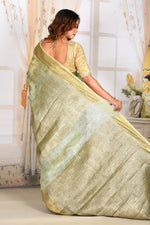 Load image into Gallery viewer, Sea Green Crushed Tissue Saree
