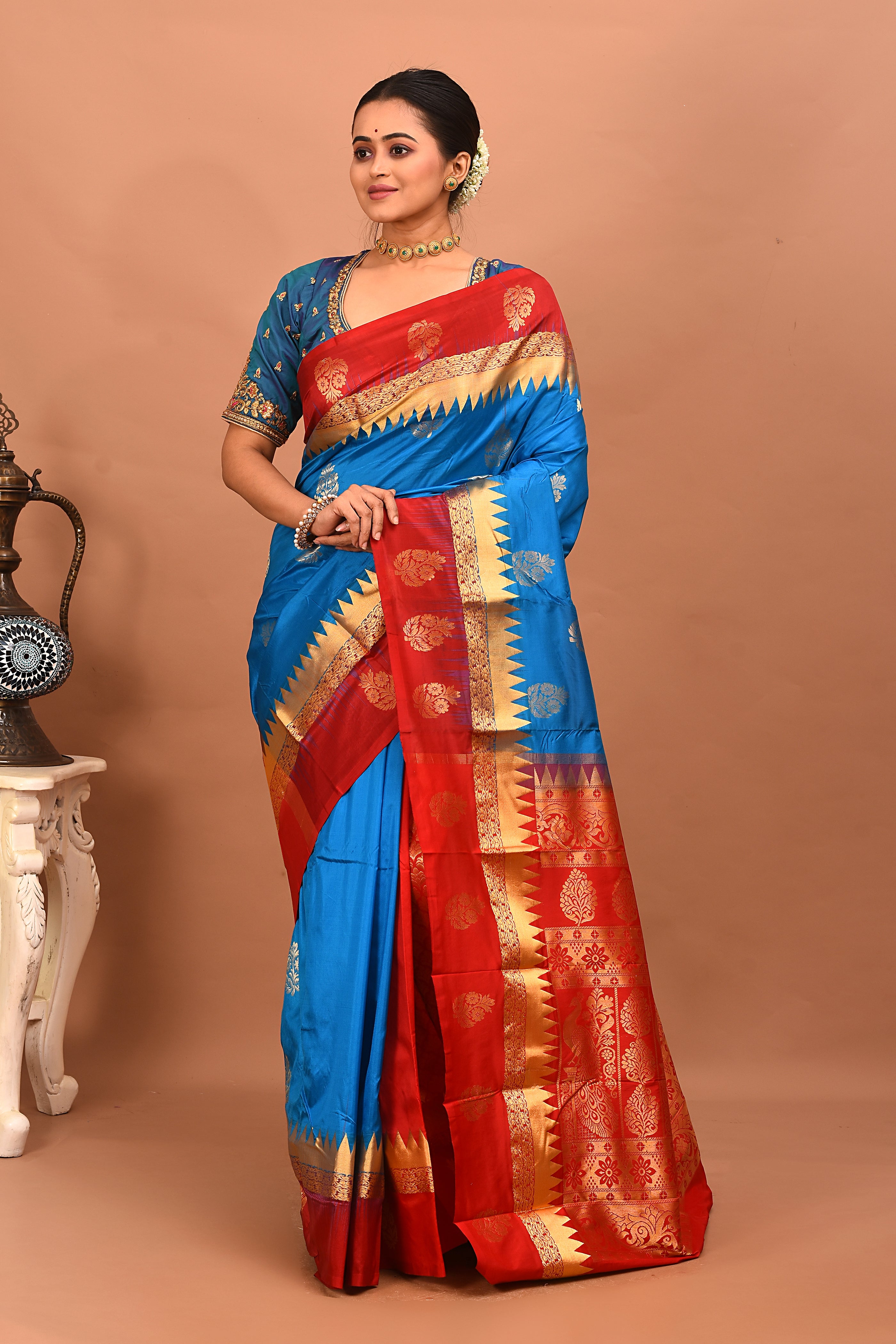 Blue Pure Kanjivaram Silk Saree - Keya Seth Exclusive