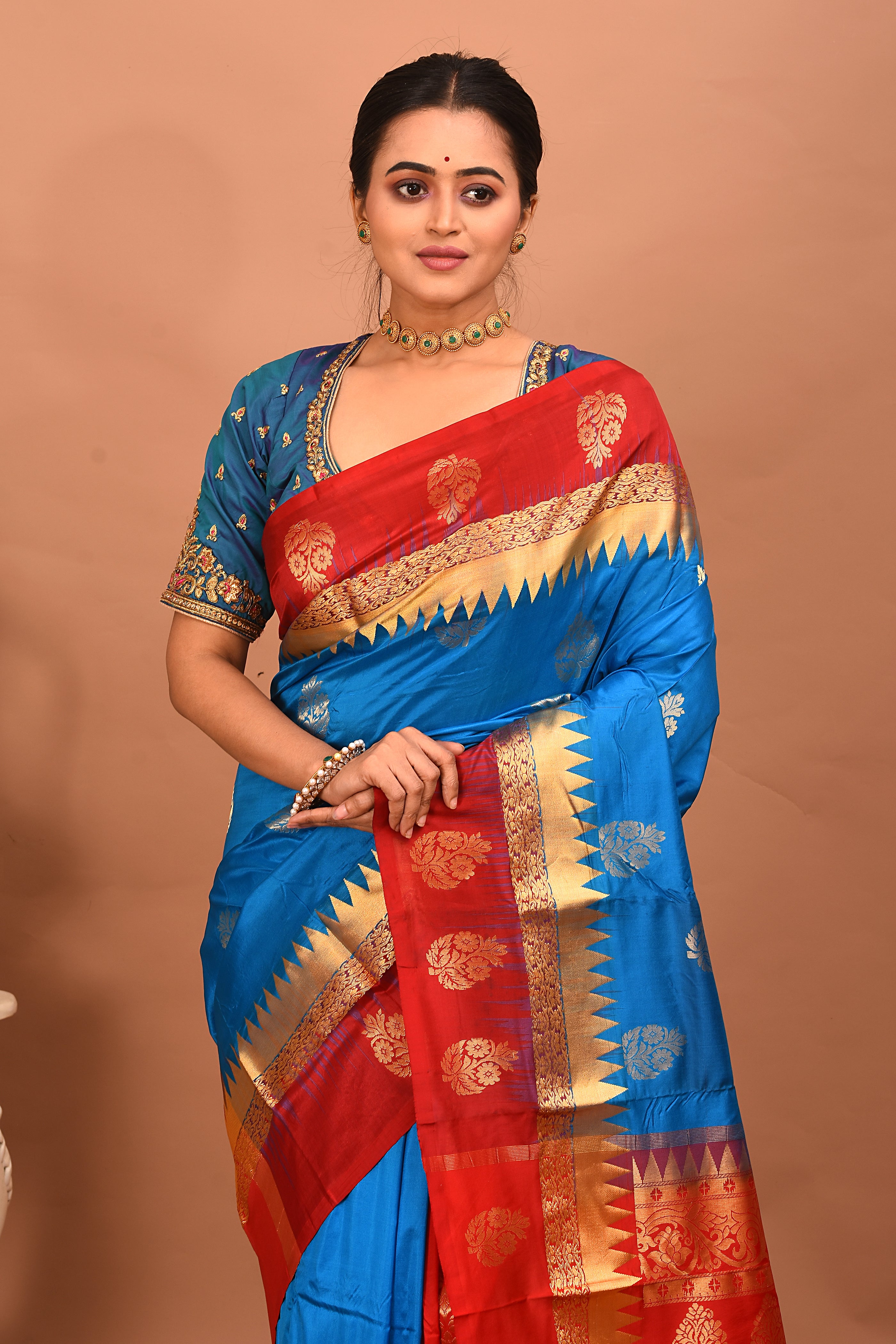 Blue Pure Kanjivaram Silk Saree - Keya Seth Exclusive