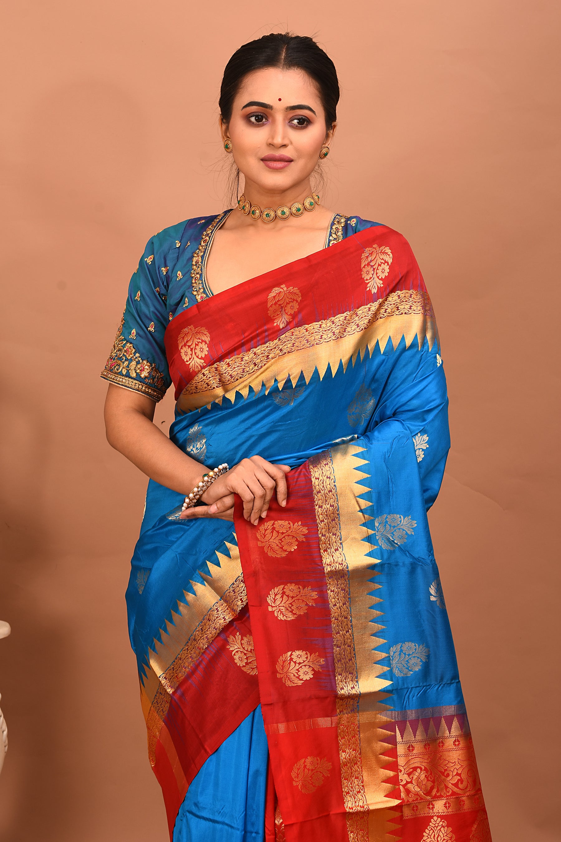 Blue Pure Kanjivaram Silk Saree - Keya Seth Exclusive