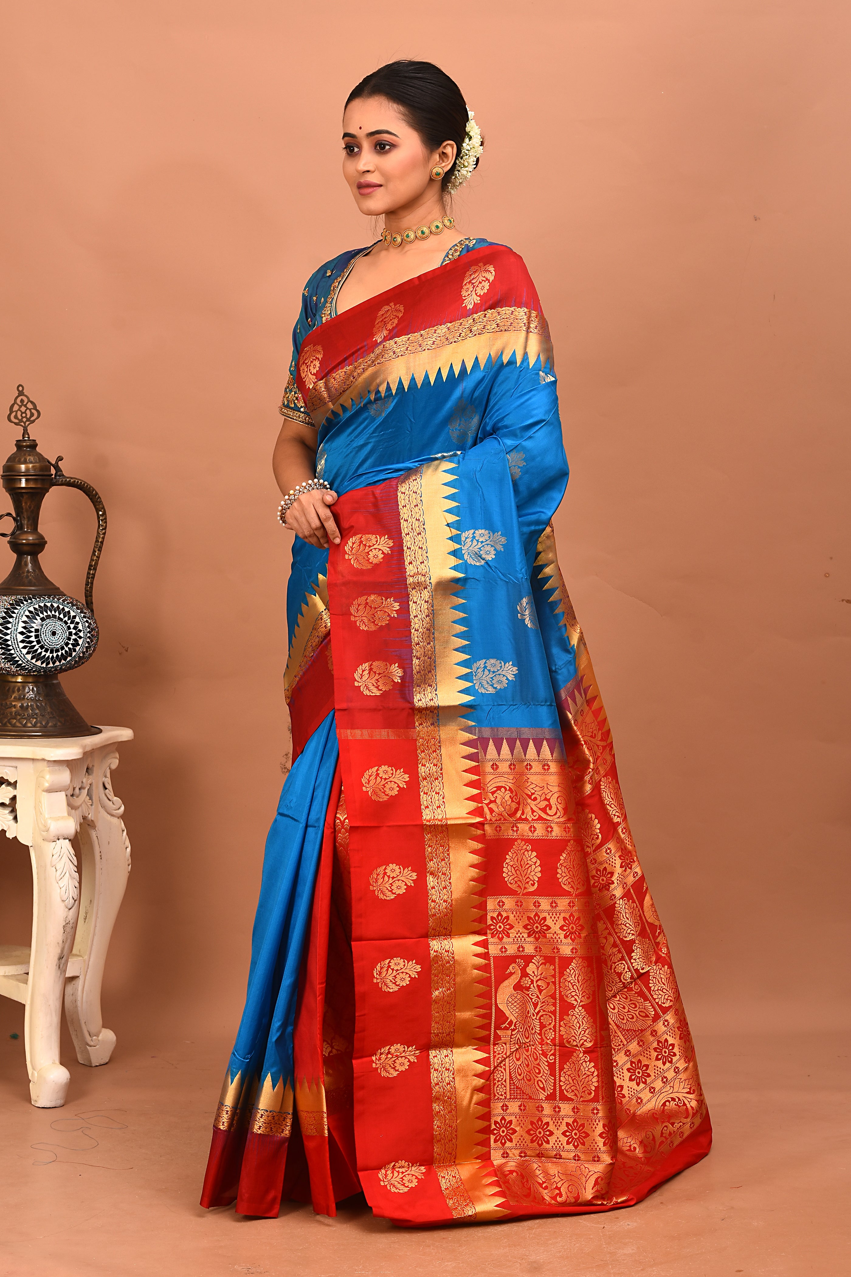 Blue Pure Kanjivaram Silk Saree - Keya Seth Exclusive