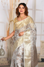 Load image into Gallery viewer, White Crushed Tissue Saree
