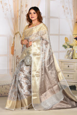 Load image into Gallery viewer, White Crushed Tissue Saree
