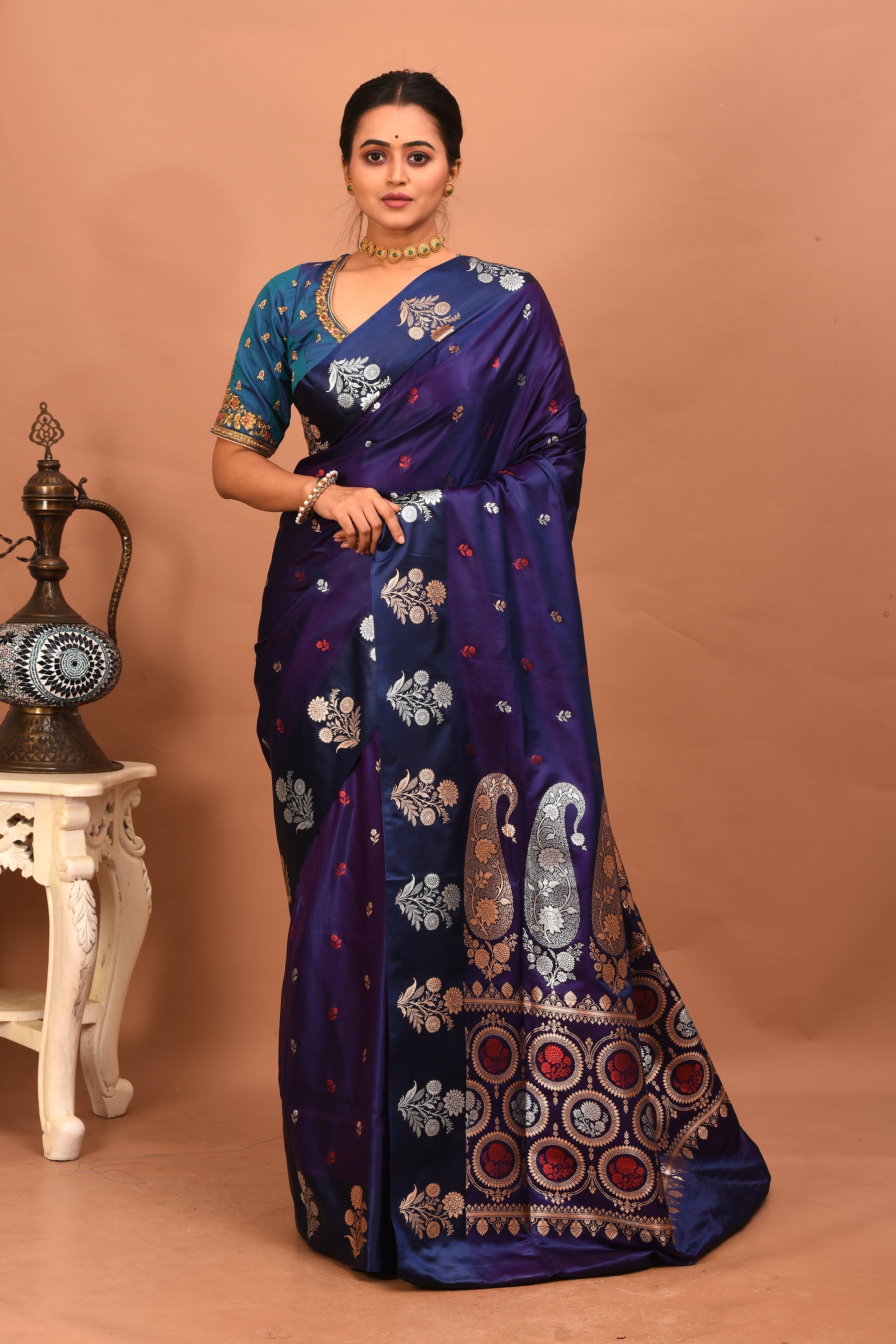 Purple Blended Satin Silk Saree - Keya Seth Exclusive