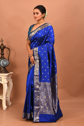 Blue Pure Katan Silk Saree - Keya Seth Exclusive