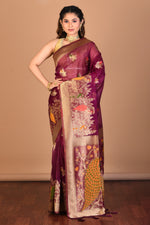 Load image into Gallery viewer, Magenta Organza Silk Saree with Blouse Piece - Keya Seth Exclusive
