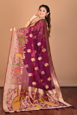 Load image into Gallery viewer, Magenta Organza Silk Saree with Blouse Piece - Keya Seth Exclusive
