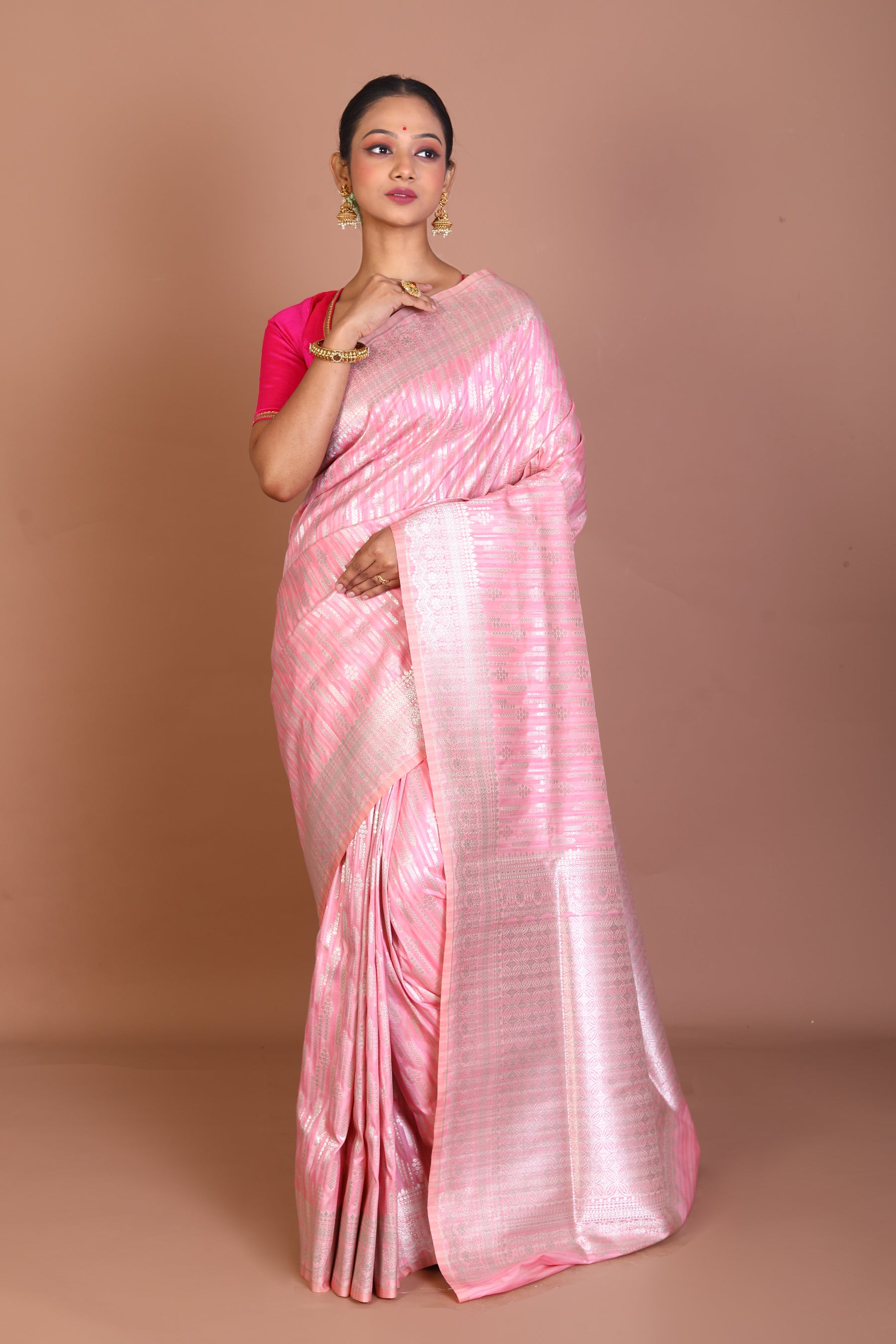 Pink Semi Katan  Saree - Keya Seth Exclusive