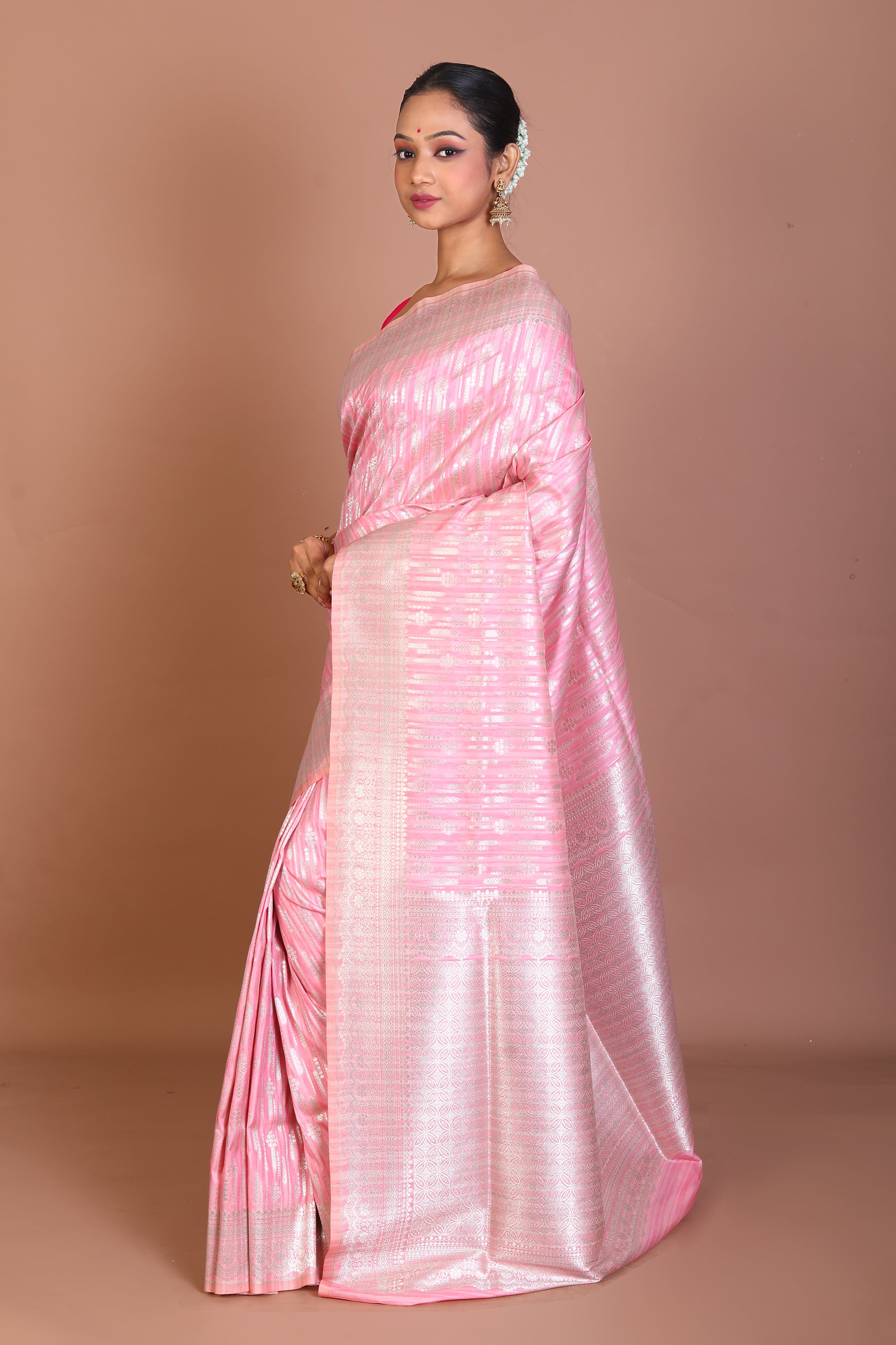 Pink Semi Katan  Saree - Keya Seth Exclusive
