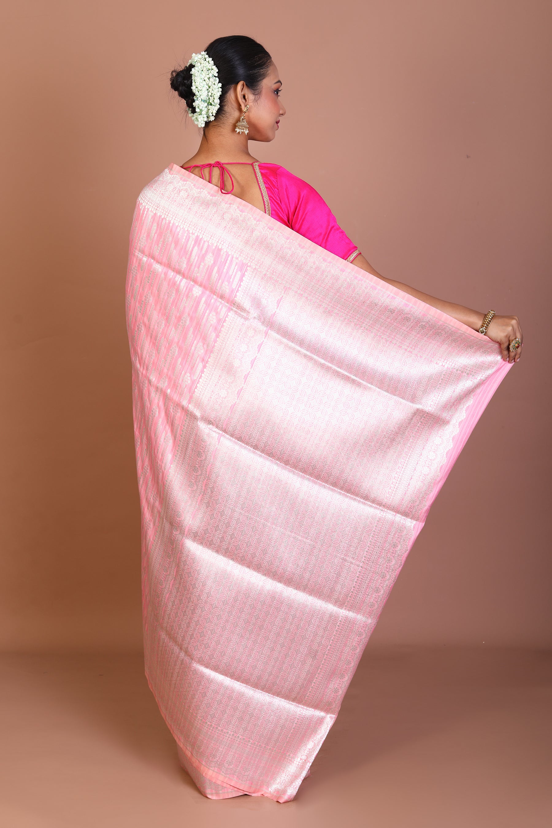 Pink Semi Katan  Saree - Keya Seth Exclusive