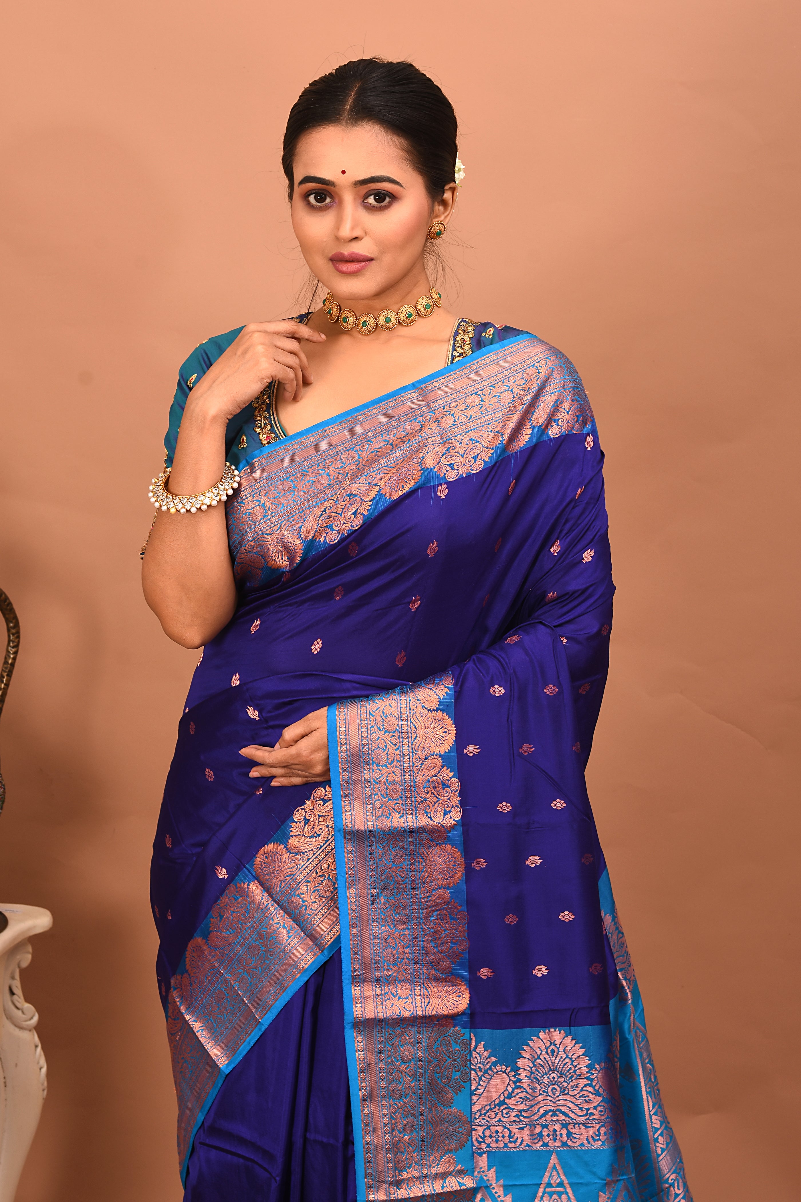 Royal Blue Pure Kanjivaram Silk Saree - Keya Seth Exclusive
