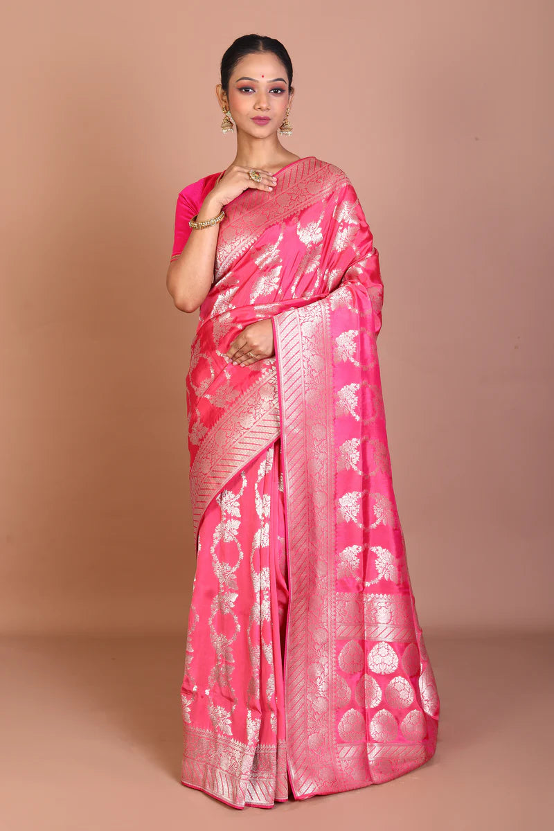 Rose Pink Blended Banarasi Saree - Keya Seth Exclusive