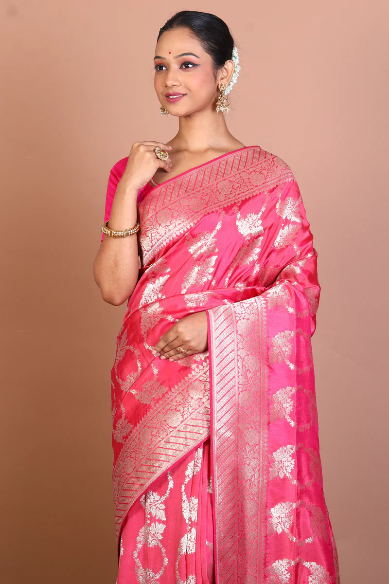 Rose Pink Blended Banarasi Saree - Keya Seth Exclusive